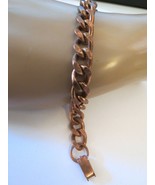 Vintage Solid Copper Bracelet Curb Links 8&quot; Long Fold Over Catch 9mm Wid... - £22.95 GBP