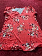 BNWT Liofoer Size X-Large Floral Orange Short Sleeved Top - £7.93 GBP