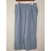 H&amp;M Lounge Pants Large Womens Ankle 100% Cotton Light Blue Straight High... - £20.39 GBP