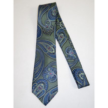 Men's 100% Silk Necktie By Bruno Piattelli Paisley Floral Fancy BP12 Blue Green image 2