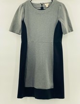 J.crew Womens Fit &amp; Flare Dress Gray Black Color Block Scoop Neck Short Sleeve 2 - £15.63 GBP