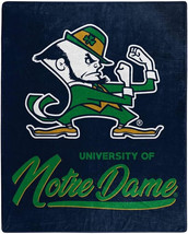 Notre Dame Fighting Irish 50&quot; by 60&quot; Plush Raschel Signature Throw Blanket- NCAA - £30.47 GBP