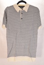 Zara Mens Polo Henley SS Off White Gray Knit Sweater Shirt M NWT - $44.55