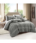 ESCA 7-Piece Marcail Grey Embroidery Bedding Comforter Set - King/Cal King Size - $84.99