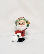 Santa w/ Bell Vintage Napco Miniature Hand Painted Spaghetti Trim Bone China 2&quot; - £26.67 GBP