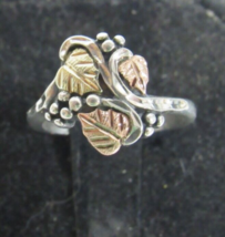 12K Rose Green Gold Leaves Grapes Sterling Silver 12mm Band Sz 4 Ring WM Wheeler - £38.91 GBP