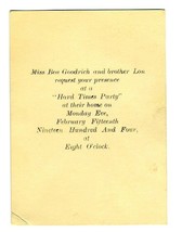 1904 Invitation to HARD TIMES Party Bea and Lon Goodrich - £19.76 GBP