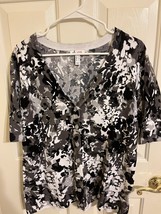 Denim &amp; Company Black &amp; White Multi-colored Button Down Short Sleeve Top... - $186.81 MXN