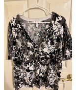 Denim &amp; Company Black &amp; White Multi-colored Button Down Short Sleeve Top... - $186.81 MXN