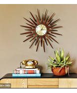 Retro Mid Century Modern Seth Thomas Style Starburst Sunburst Wall Clock Wood - $286.11
