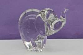 Wedgwood Clear Glass Elephant Cute Baby Etched on Base Solid Glass Paper... - $12.79