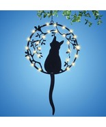 Shadow Silhouette Cat Dangler Garden Mobile Solar LED Light Kitty Metal ... - £27.64 GBP