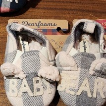 NEW Dearfoams Baby Bear Slippers  Size 9-12 mknths Plaid Faux Fir Gray - £6.82 GBP