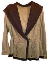 $168 Free People Slouchy Jacket X Small 0 2 Olive Fleece Interior Drawco... - $75.54