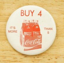 Vintage Pinback Button Drink Coca Cola in One Liter Bottles Soda Pop Adv... - $16.82