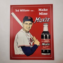 Ted Williams Moxie Cola Decorative Metal Tin Sign Made in the USA Baseball - £10.98 GBP