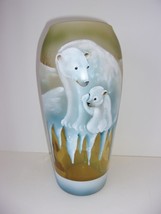 Fenton Glass Amber Polar Bear Mother Cubs Icicles Vase Ltd Ed #7/48 JK Spindler - £440.28 GBP