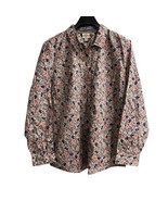 St Johns Bay Top Womens 3X Purple Micro Floral Button Down Shirt Cottage... - $32.40