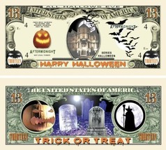 Halloween Decor Pack of 50 Holiday Collectible Novelty Money 13 Dollars Bills - £14.63 GBP