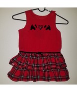 Scottie Dog Red Corduroy Dress Toddler 2T Valentine&#39;s Day Heart Plaid Skirt - £10.86 GBP