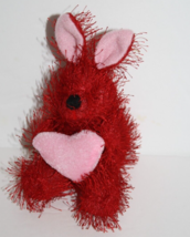 Oriental Trading Easter Bunny Rabbit Mini 5&quot; Red Eyelash Plush Valentine Heart - £7.75 GBP