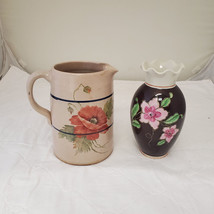 Vintage Japan Pitcher Cherry Blossom and Vase Hand Painted Porcelain - £7.91 GBP