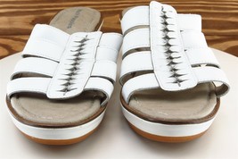 Hush Puppies Sz 10 M White Slide Leather Women Sandals 05017 - £15.83 GBP