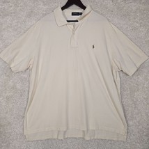 Ralph Lauren Polo Shirt Mens 3XB Cream Short Sleeve Pullover Brown Pony - $22.72