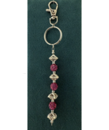 Handcrafted Keychain/Purse charm, Purple and Silver Beads w/silver space... - $12.38
