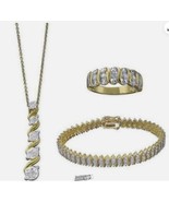 Diamond Accent Pendant Bracelet &amp; Ring Set Gold/Silver Size 8 - $116.92 CAD
