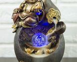 Happy Buddha Hotei Seated On Wine Gourd Backflow Incense Burner LED Ligh... - $33.99