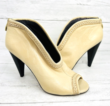 Vince Camuto Astra 8 B Beige Soft Glove Leather Open Toed  Bootie Heel Zip - £56.29 GBP