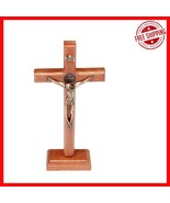 7.5 Inch Solid Wood Crucifix with St. Benedict Medal - Elegant Religious... - $31.67