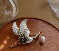 Chinese traditional retro fairy Red-Crowned Crane Brooch Corsage Women new - £10.57 GBP