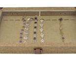 JEWELRY Bracelet BOX CASE Burlap Dark Beige Metal Clasp Jewelry Display ... - $43.95