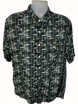 Junction West Mens Large Black White Short Sleeve Button Up Relaxed Fit ... - $28.92