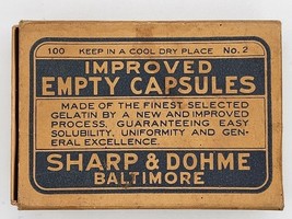 Original Sharp &amp; Dohme Improved Empty Capsules Box 1930&#39;s-Vintage - $18.11
