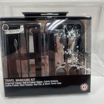 Japonesque Travel Manicure Kit Black Case 6 Tools Clipper File Tweezer Scissor - £5.55 GBP