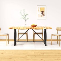 Mango Wood & Steel VidaXL Dining Table (71x35.4") Solid Natural Rough Finish - $8,140.22 MXN