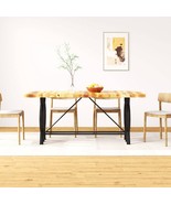 Mango Wood &amp; Steel VidaXL Dining Table (71x35.4&quot;) Solid Natural Rough Fi... - $599.72 CAD