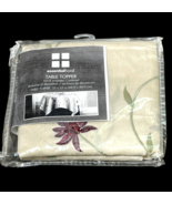 Essential Home Floral Embroidered Table Topper 35&quot; x 35&quot; Ivory Red Green... - $11.88