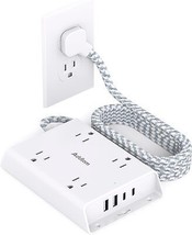 Surge Protector Power Strip 5 ft Flat Plug Extension Cord with 4 USB Wal... - £26.32 GBP