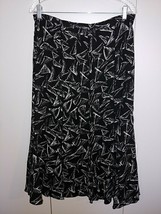 CHRISTOPHER &amp; BANKS LADIES MID-CALF BLACK/WHITE GORED SKIRT-LINED-12 BAR... - $8.59