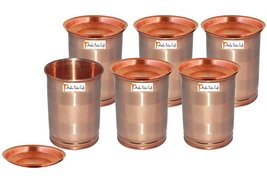 Set of 6 - Prisha India Craft ® Copper Tumbler with Lid Volume: 250 ML / 8.4535  - £60.05 GBP