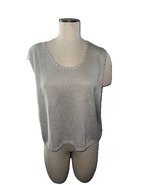 NWT Vintage SAN REMO XL silver Metallic Knit Tank Sweater New Gorgeous - €63,68 EUR