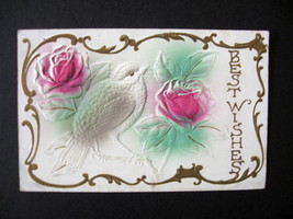 1911 Embossed Best Wishes Postcard - Antique Embossed Best Wishes Postcard - $9.99
