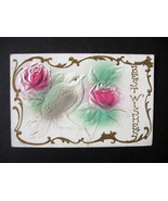 1911 Embossed Best Wishes Postcard - Antique Embossed Best Wishes Postcard - £7.81 GBP