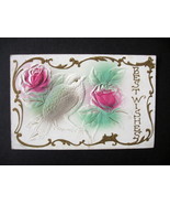 1911 Embossed Best Wishes Postcard - Antique Embossed Best Wishes Postcard - $9.99