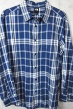 GORGEOUS The North Face Big Blue Plaid Long Sleeve Shirt XL 18.5x36 - £28.32 GBP