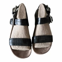 Michael Michael Kors Sawyer Embossed Black Leather Sandals Size 8M - £35.83 GBP